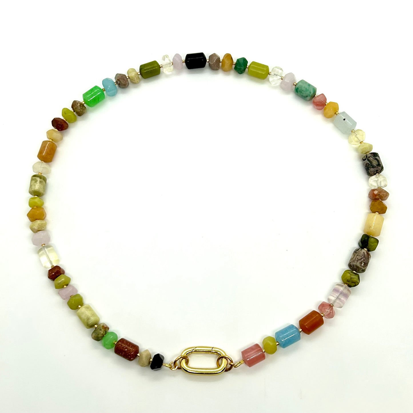 mixed crystal charm clip necklace - larg