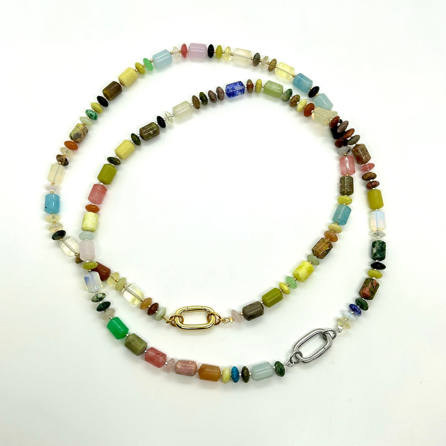 mixed crystal charm clip necklace - larg