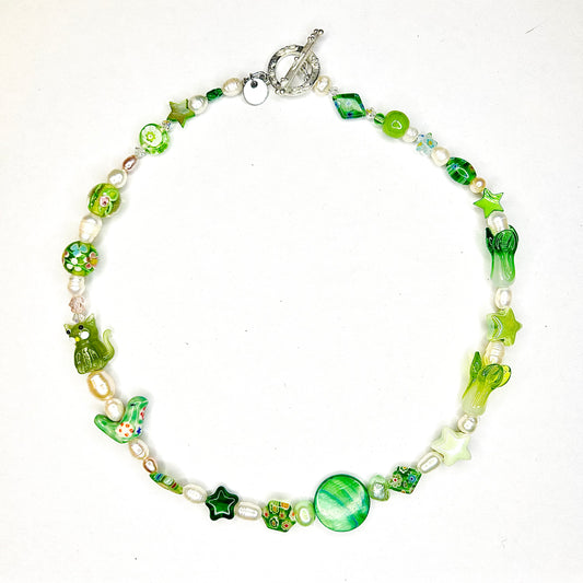 go green necklace - ooak